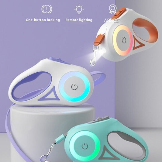 Retractable Light-Up Lead with Collar Set for Night Walks