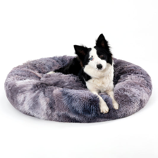 Calming Donut Dog Bed — Anti-Anxiety Fluffy Washable Round Pet Bed
